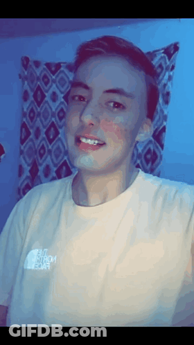 Young Man In White The North Face Shirt GIF