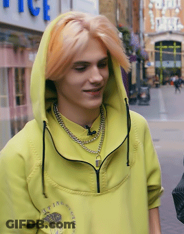 Young Man In Yellow Hoodie With Chain GIF