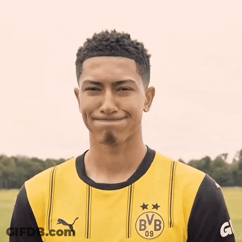 Young Man In Yellow Jersey With BVB GIF