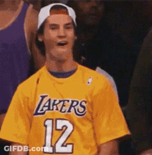 Young Man In Yellow Lakers Jersey GIF