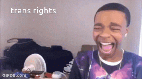 Young Man Laughing Trans Rights GIF