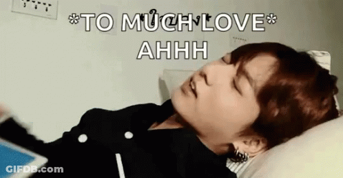 Young Man Laying On Bed With Tablet Saying Too Much Love Ahhh GIF