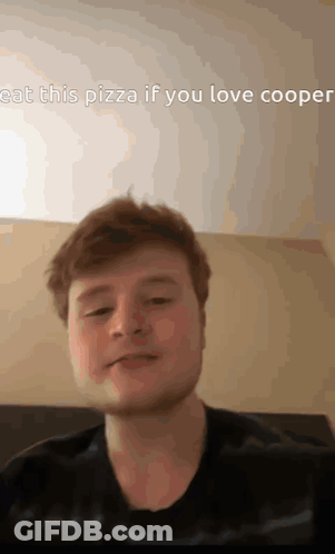 Young Man Looking At Camera Eat This Pizza If You Love Coop GIF