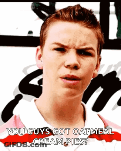 Young Man Making Funny Face Asking For Oatmeal Cream Pies GIF