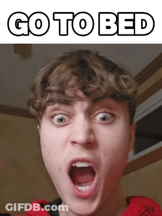 Young Man Making Funny Face Saying Go To Bed GIF