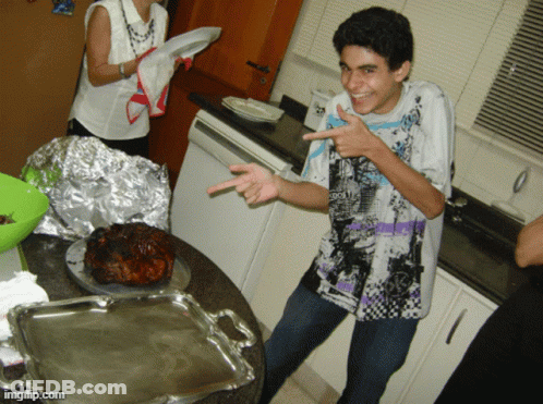 Young Man Pointing At Turkey GIF