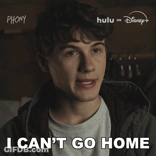 Young Man Saying I Can't Go Home In Front Of Disney Logo GIF