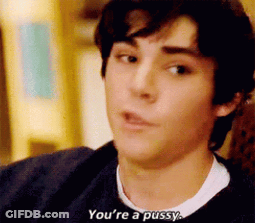 Young Man Saying You're A Pussy Close Up GIF