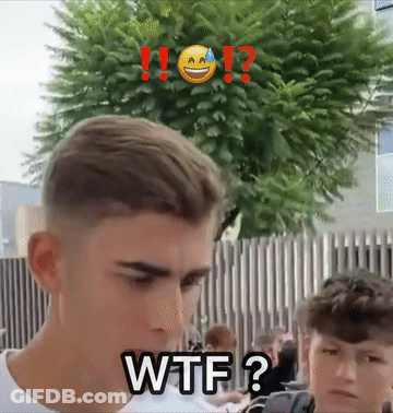 Young Man Says WTF With Smiley Face Behind GIF