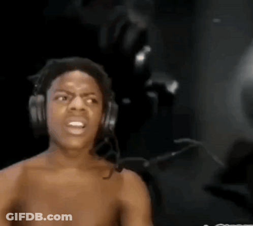 Young Man Shirtless With Headphones And Microphone Making Funny Face GIF