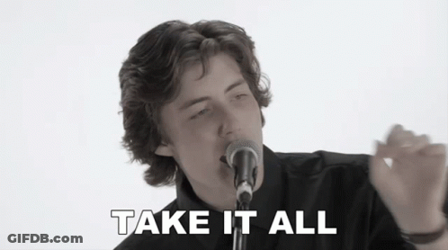 Young Man Singing Into Microphone Saying Take It All GIF