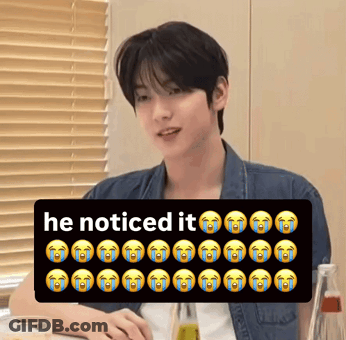 Young Man Sitting At Table With He Noticed It Sticker GIF