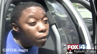 Young Man Sitting In Car With Fox 4 Logo GIF