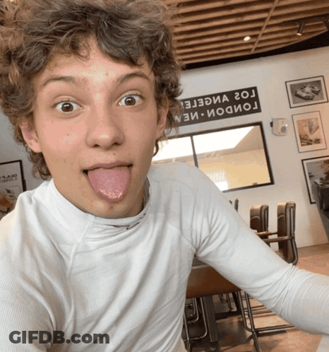 Young Man Sticking Tongue Out G2 Sign GIF