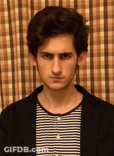 Young Man Striped Shirt Black Jacket Plaid Curtain GIF