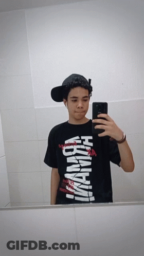 Young Man Taking Selfie In Anarchy T-Shirt GIF