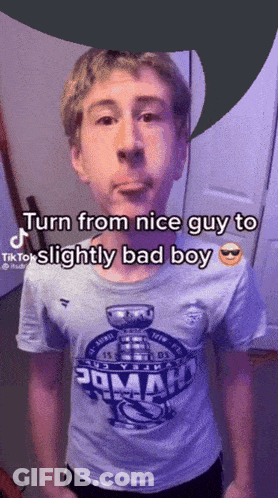 Young Man Wearing Poman Shirt GIF
