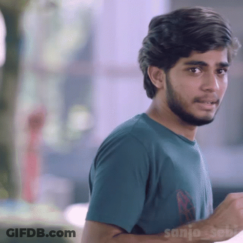 Young Man With Beard In Blue Sanjo Shirt GIF
