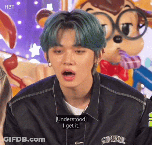 Young Man With Blue Hair Wearing Supreme Jacket GIF