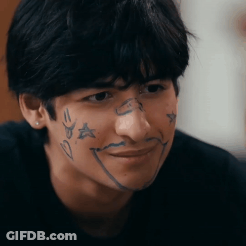 Young Man With Drawn Face GIF