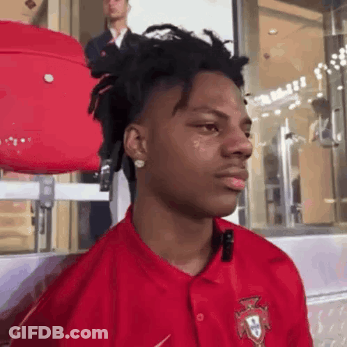 Young Man With Dreadlocks In Red Shirt Crying GIF