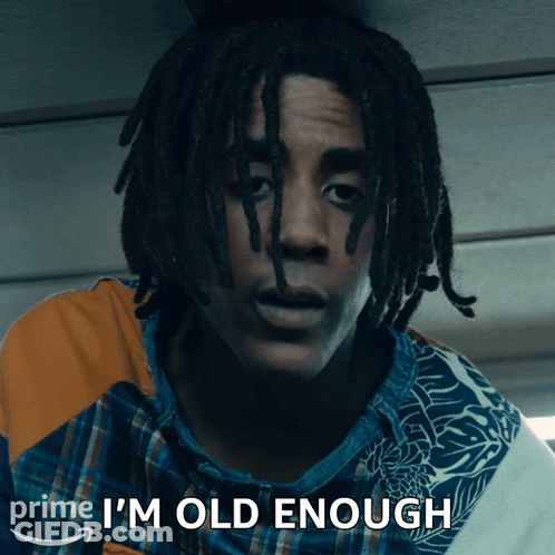 Young Man With Dreadlocks Saying I'm Old Enough GIF