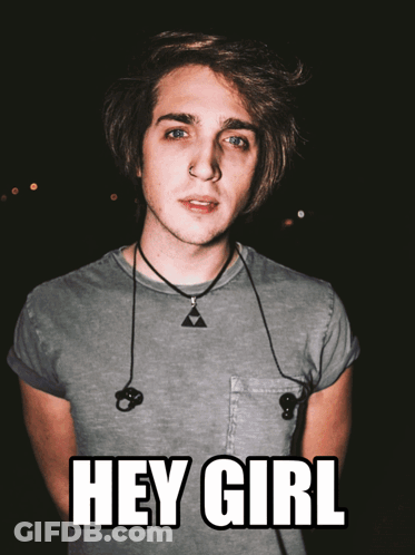 Young Man With Ear Buds And Necklace Saying Hey Girl GIF