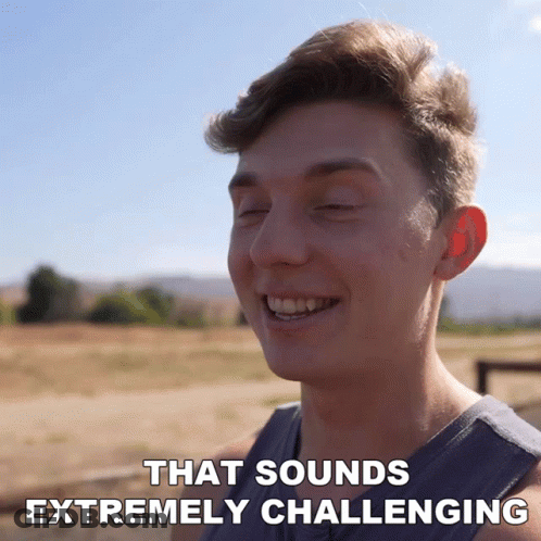 Young Man With Eyes Closed And That Sounds Extremely Challenging GIF