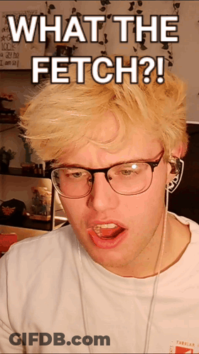 Young Man With Glasses And Earbuds Asking What The Fetch GIF