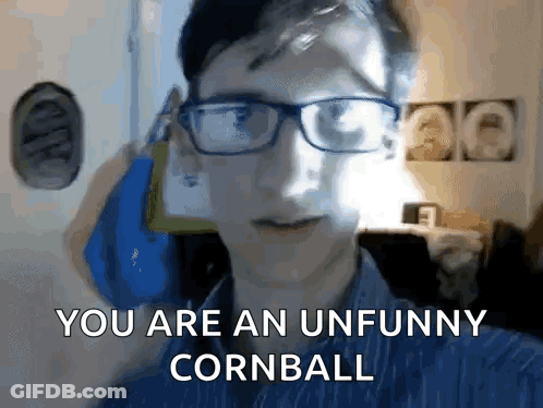 Young Man With Glasses Says Unfunny Cornball GIF