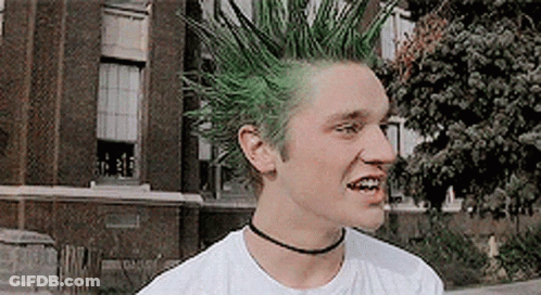 Young Man With Green Mohawk And Choker GIF