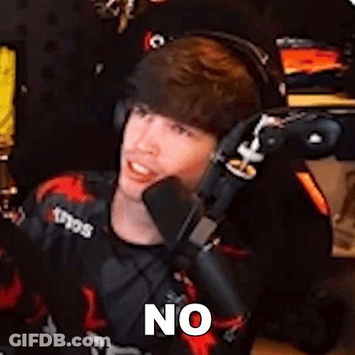 Young Man With Headphones At Microphone Says No GIF
