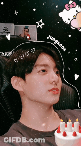 Young Man With Jungkook Written On Head GIF