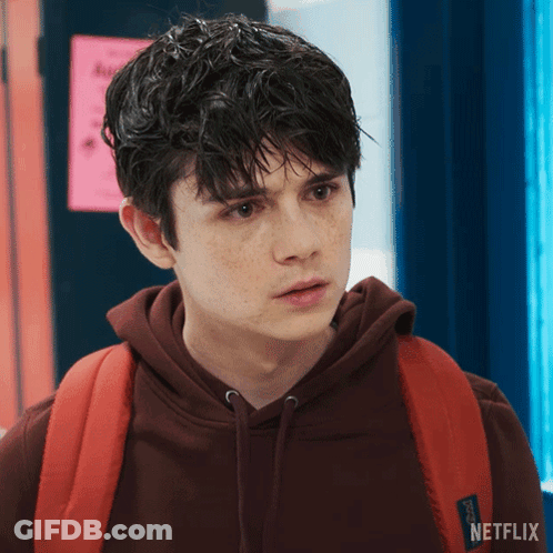 Young Man With Netflix Hoodie And Red Backpack GIF