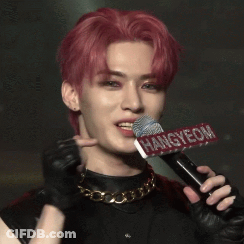 Young Man With Red Hair Holding Microphone Saying Hangyeom GIF