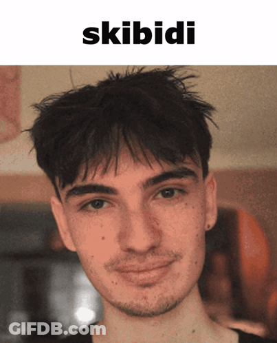 Young Man With Skibidi Text GIF