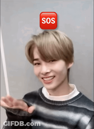 Young Man With SOS Icon On Head GIF