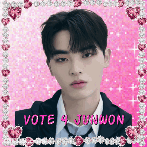 Young Man With Vote 4 Junwon In Pink GIF