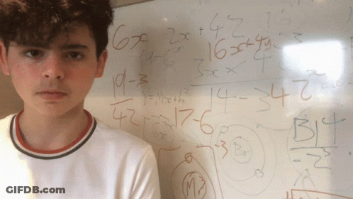 Young Man With White Board And Math Problems GIF