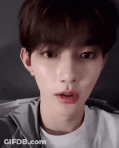 Young Man With White Shirt And Red Lips GIF