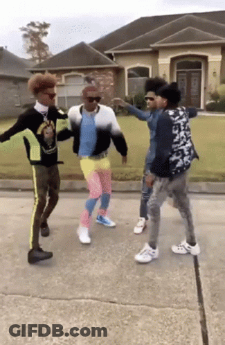 Young Men Dancing On Sidewalk GIF