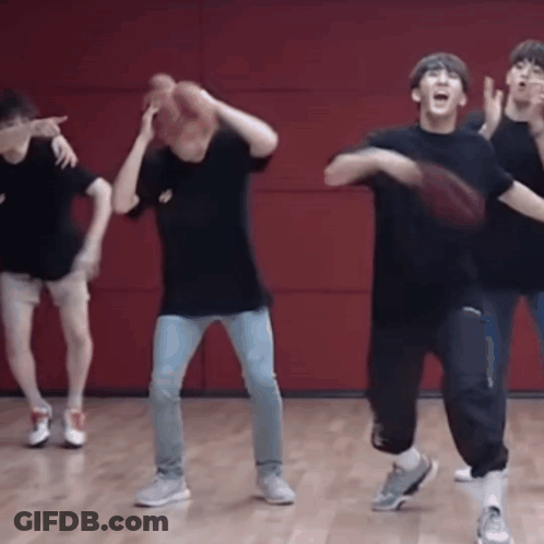 Young Men Dancing Together On Wooden Floor GIF