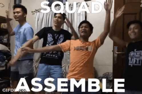 Young Men Dancing With Squad Assemble GIF
