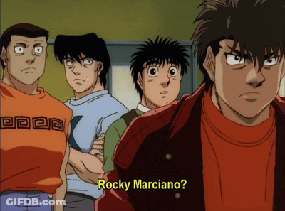 Young Men In A Line With Rocky Marciano GIF