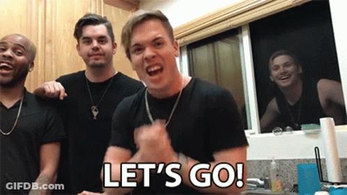 Young Men In Kitchen Saying Let's Go GIF