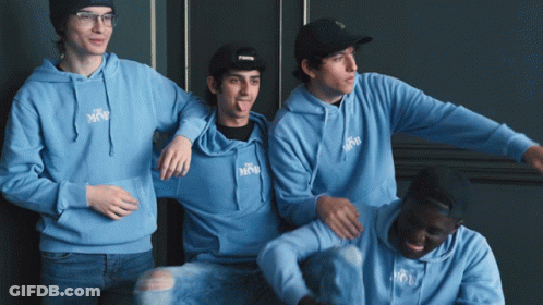 Young Men In Light Blue Hoodies With NYC GIF