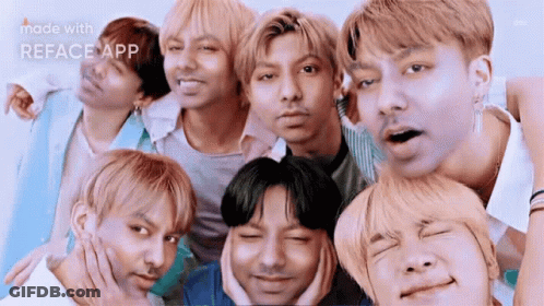 Young Men Posing With Reface App Faces GIF