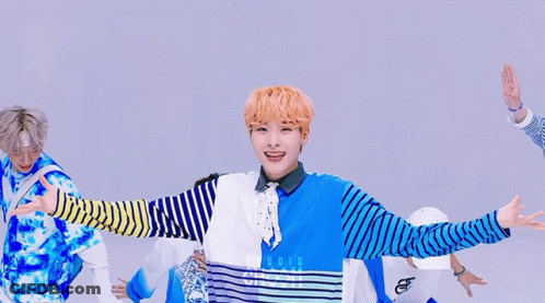 Young Men Standing Together With Blue Shirt Saying Hoon GIF