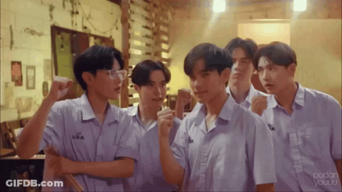 Young Men Standing Together With Word Padan GIF
