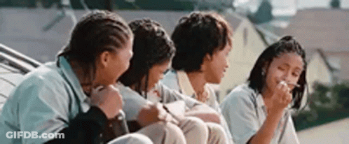 Young People Sitting On Rooftop GIF